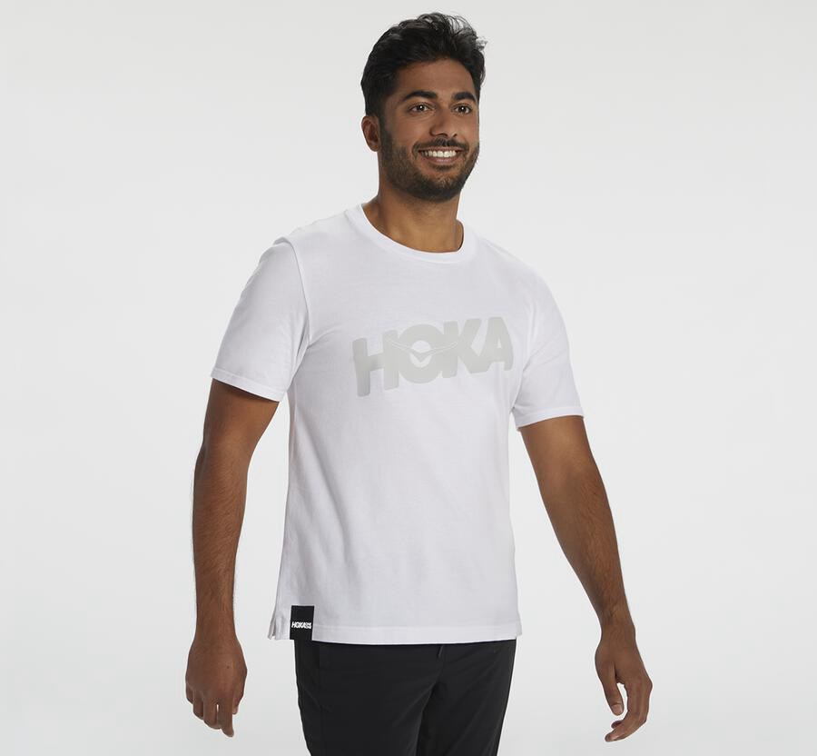 Hoka Australia One One Brand - Mens Tee White - PKAEC-8149